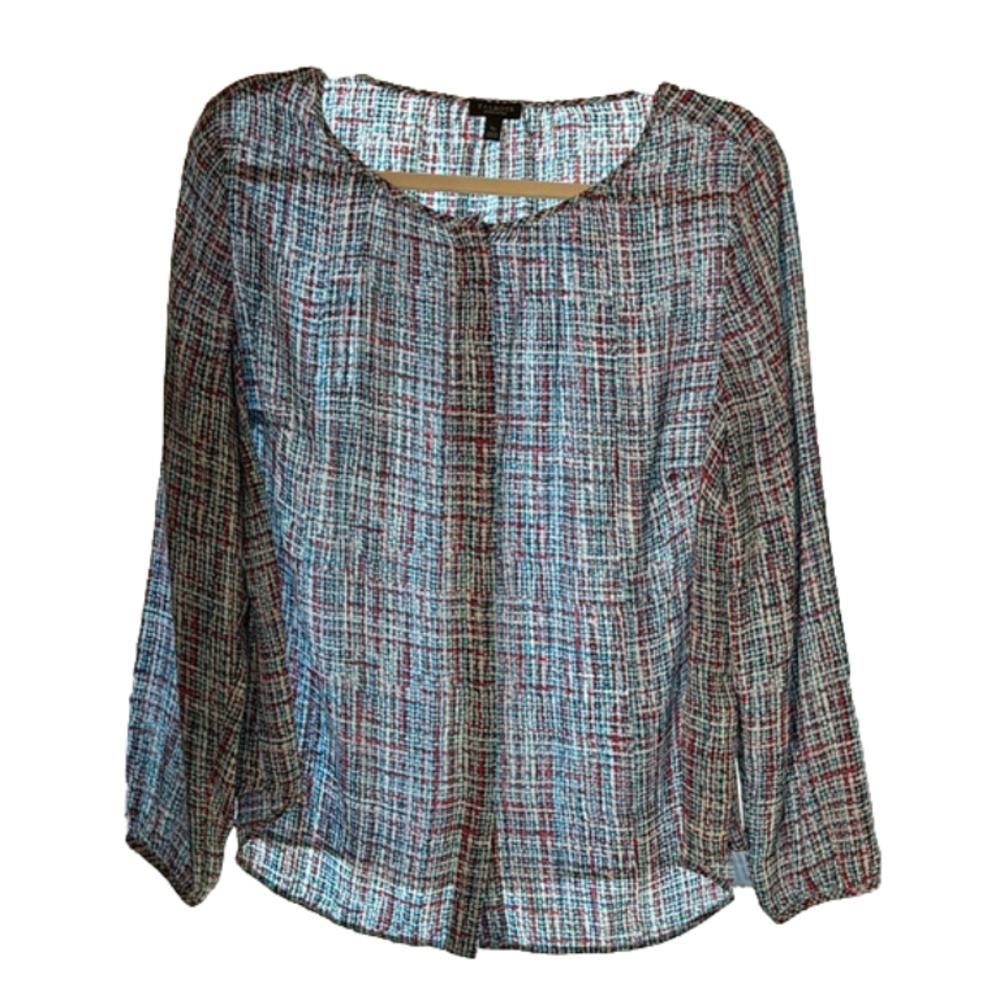 Talbots, XP red, white and blue, long sleeve blouse dress shirt adorable comfort